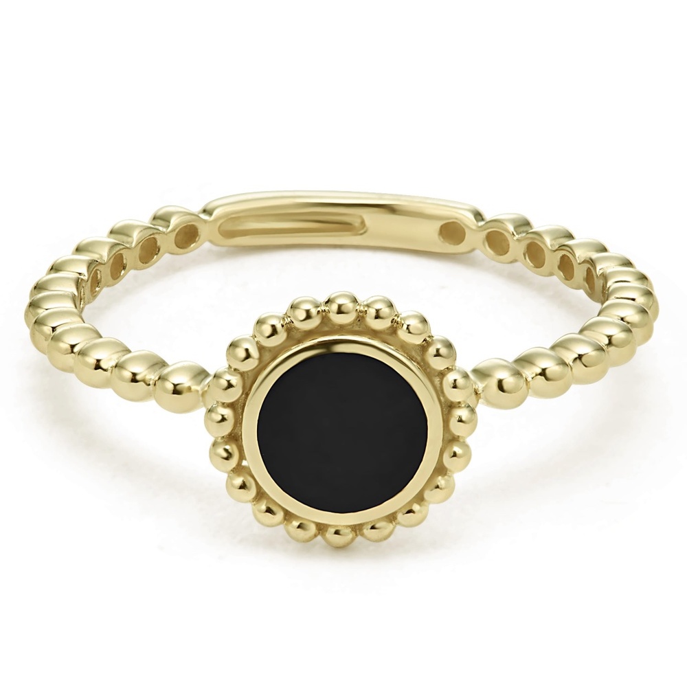 LAGOS Covet Round Onyx Ring in 18K Yellow Gold Size 7
